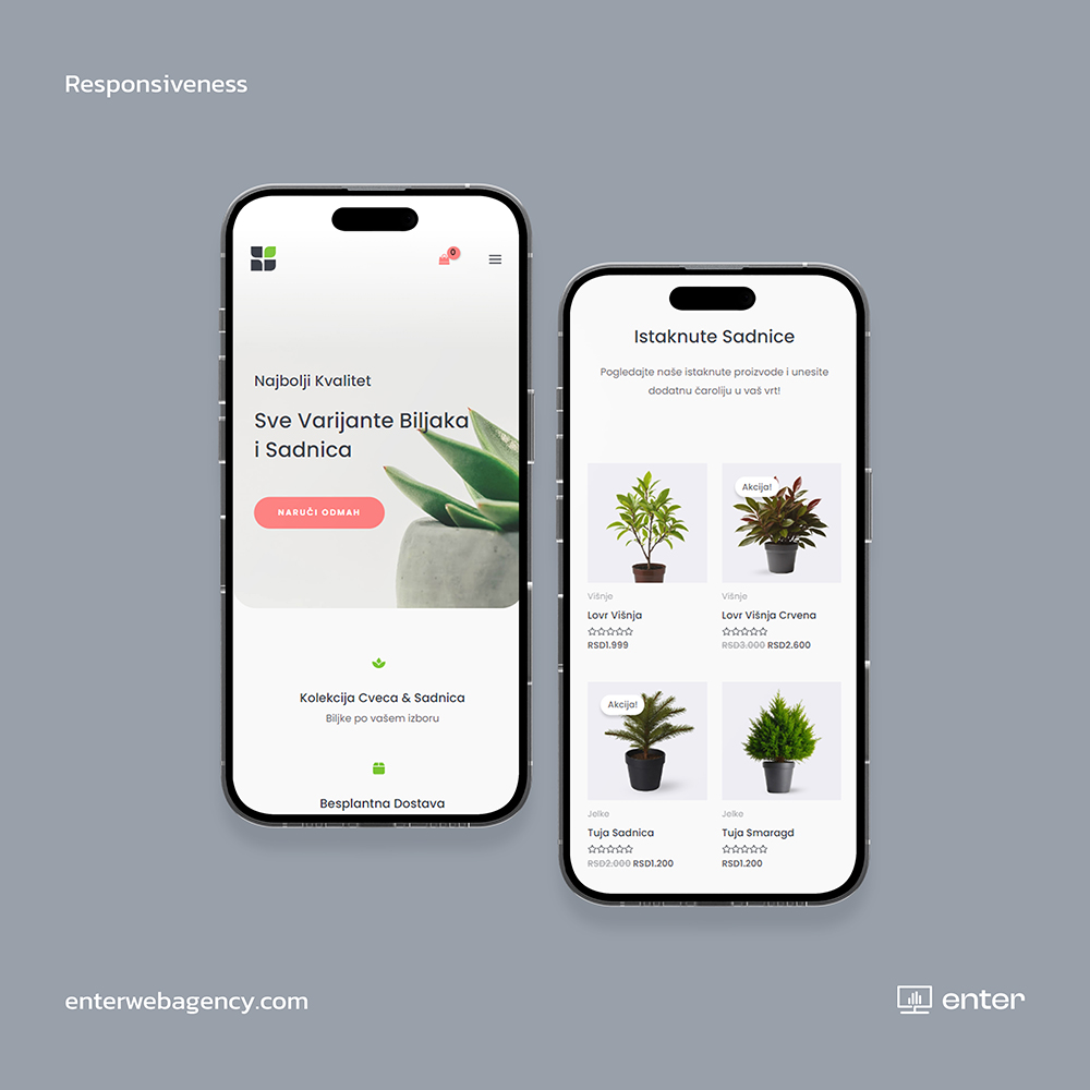 Plants website iphone mockup